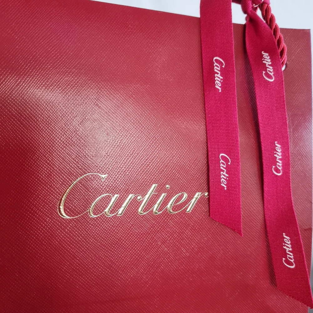 CARTIER fancy red GIFT BAGS with Ribbons - Set of 2 - AUTHENTIC!